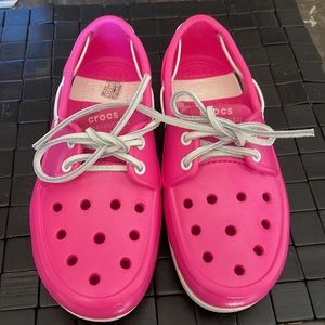 CROCS Kids Pink Boat Shoes